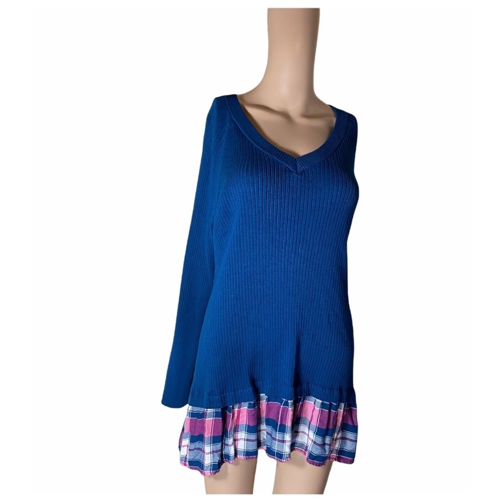 Torrid Blue Plaid Hem Top